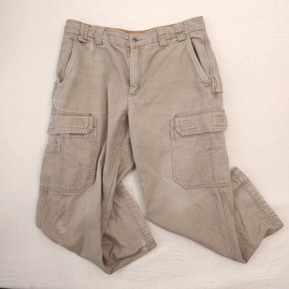 Duluth Trading Co Mens Cargo Pants 36x28 Tan Heavy Duty Workwear Outdoor - Picture 1 of 8